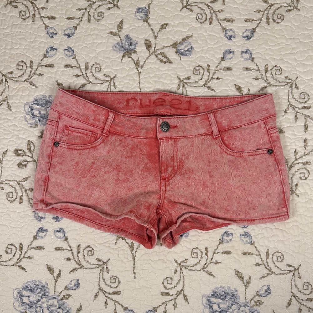 rue21‎ Denim Shorts Womens 9/10 Pink Excellent Acid Wash